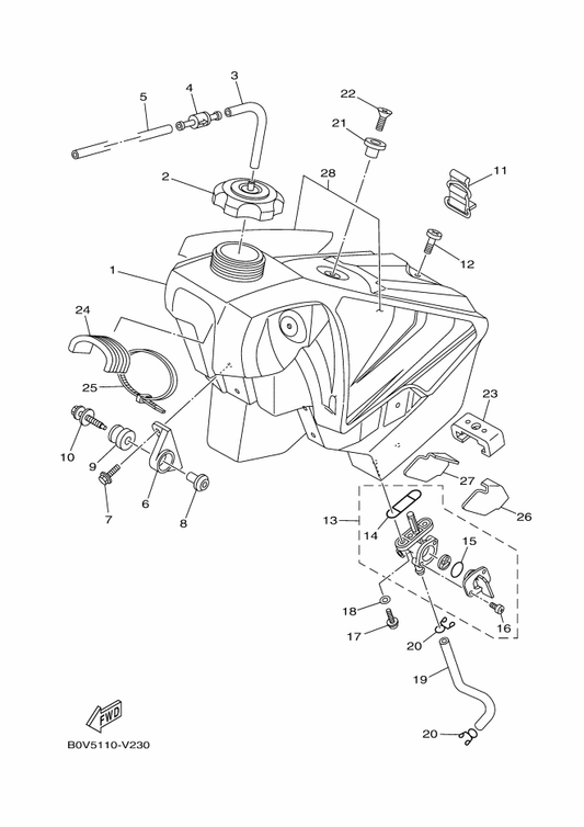 Yamaha B9U-24240-10 Graphic Set — shown on the Fuel Tank parts diagram