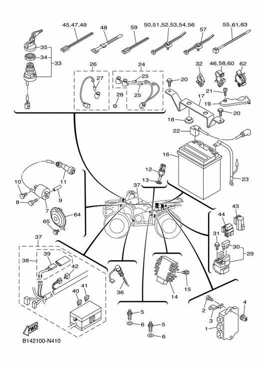 Yamaha B14-82590-10 Wire Harness Assy — shown on the Electrical 1 parts diagram