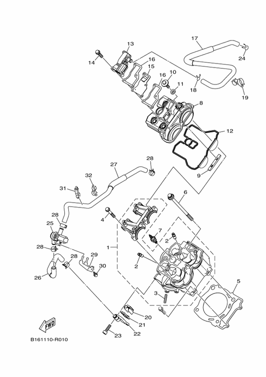 Yamaha 2MB-E131B-00 Gasket, Cover — shown on the Cylinder Head parts diagram
