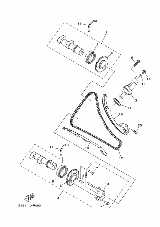Yamaha 2MB-E2190-00 Chain Assy — shown on the Camshaft & Chain parts diagram