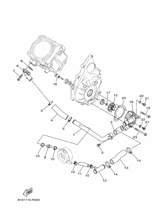 Yamaha B16-E244G-00 Hose, 4 — shown on the Water Pump parts diagram