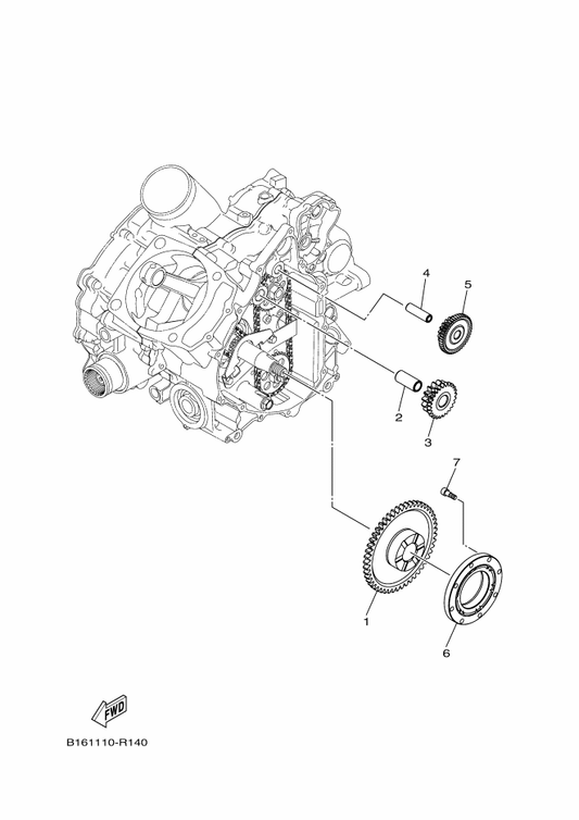 Yamaha 2MB-E5515-00 Gear 3 — shown on the Starter Clutch parts diagram