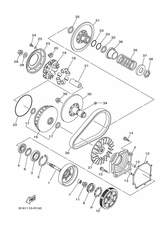 Yamaha B16-E7606-00 Primary Sliding Sheave Comp. — shown on the Clutch parts diagram