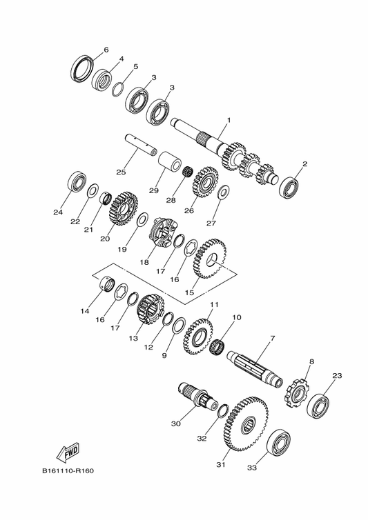 Yamaha 2MB-E7154-00 Washer, Gear Hold — shown on the Transmission parts diagram