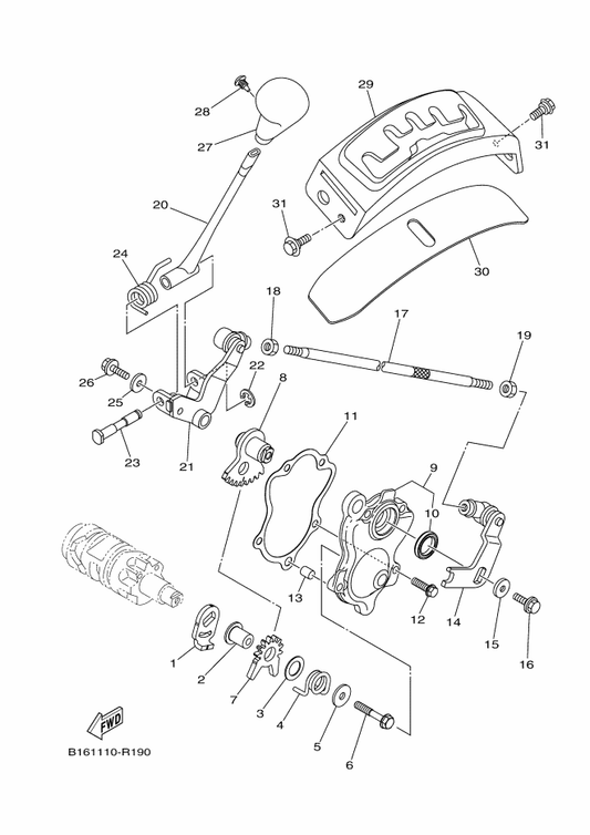 Yamaha B16-18115-00 Rod, Shift — shown on the Shift Shaft parts diagram