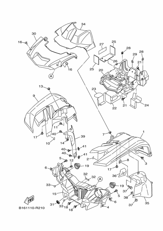 Yamaha B16-F1500-70 Front Fender Assy — shown on the Front Fender parts diagram