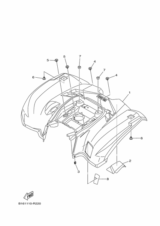 Yamaha B16-F1600-L0 Rear Fender Assy — shown on the Rear Fender parts diagram