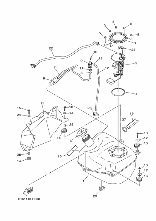 Yamaha 90445-09839 Hose (L470) — shown on the Fuel Tank parts diagram