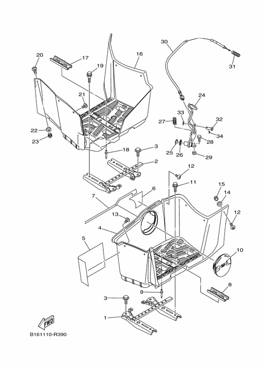 Yamaha 5UH-F741A-10 Arm 1 — shown on the Stand & Footrest parts diagram