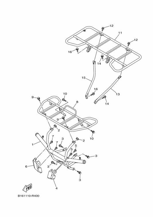 Yamaha B16-F4842-30 Carrier, Rear — shown on the Guard parts diagram