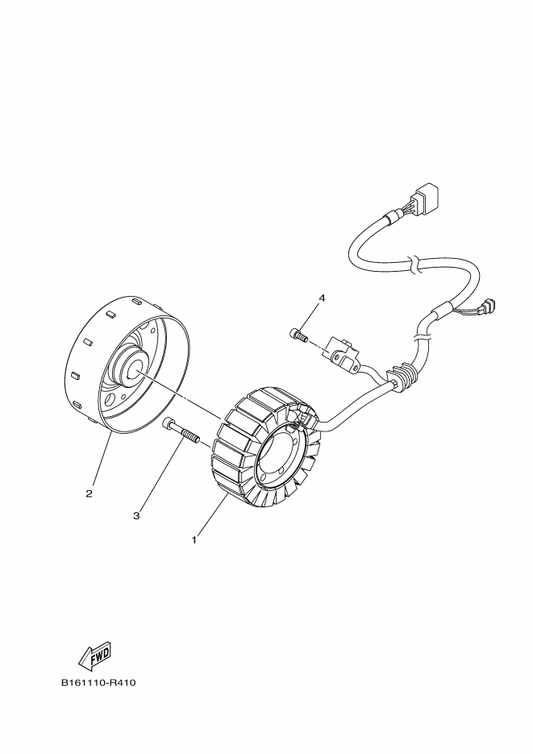 Yamaha 2MB-E6777-20 Bolt — shown on the Generator parts diagram