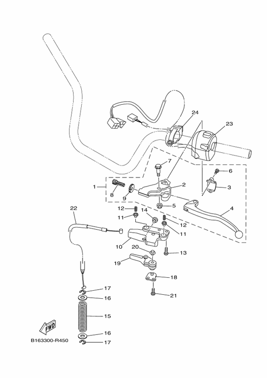 Yamaha 5TG-82913-00 . Holder, Lever Lower 1 — shown on the Handle Switch & Lever parts diagram