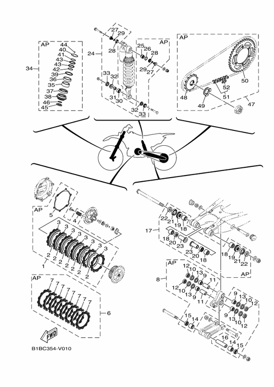 Yamaha 17D-25448-50 . Sprocket, Driven (48T) — shown on the Maintenance Parts Kit parts diagram