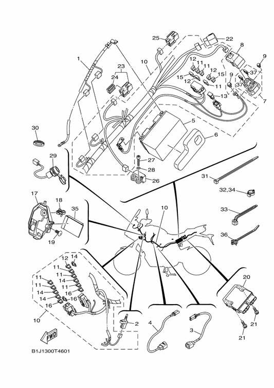 Yamaha 1RC-8246K-00 Spacer — shown on the Electrical 1 parts diagram