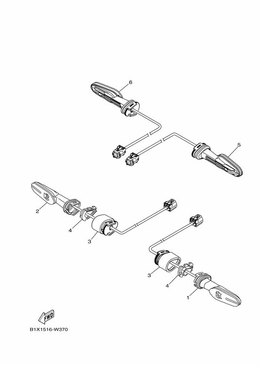Yamaha B1X-H338V-00 Damper — shown on the Flasher Light parts diagram