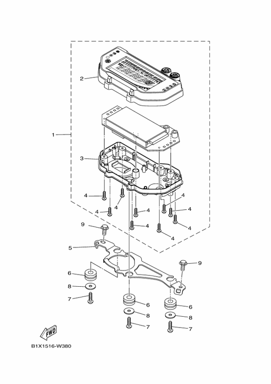 Yamaha B2X-H3500-10 Meter Assy (Mph) — shown on the Meter parts diagram