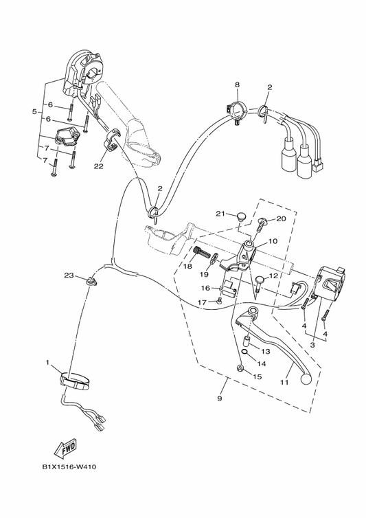 Yamaha 1WD-H3912-00 . Lever 1 — shown on the Handle Switch & Lever parts diagram