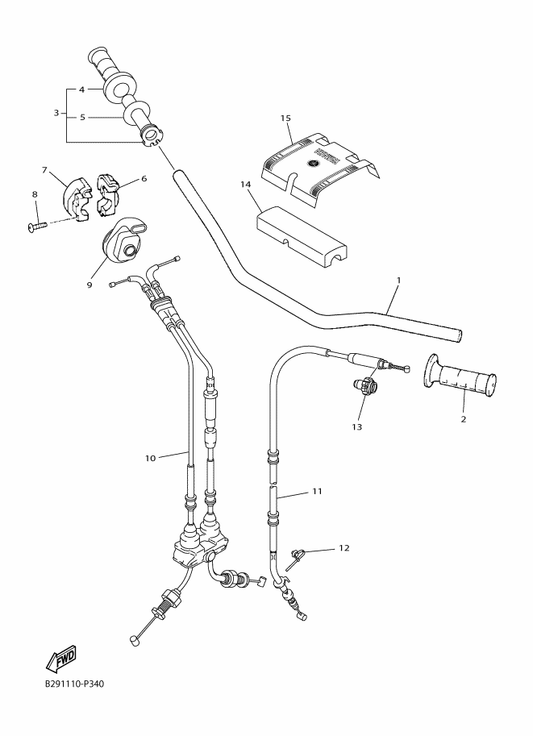Yamaha 1SL-26240-00 Grip Assy — shown on the Steering Handle & Cable parts diagram