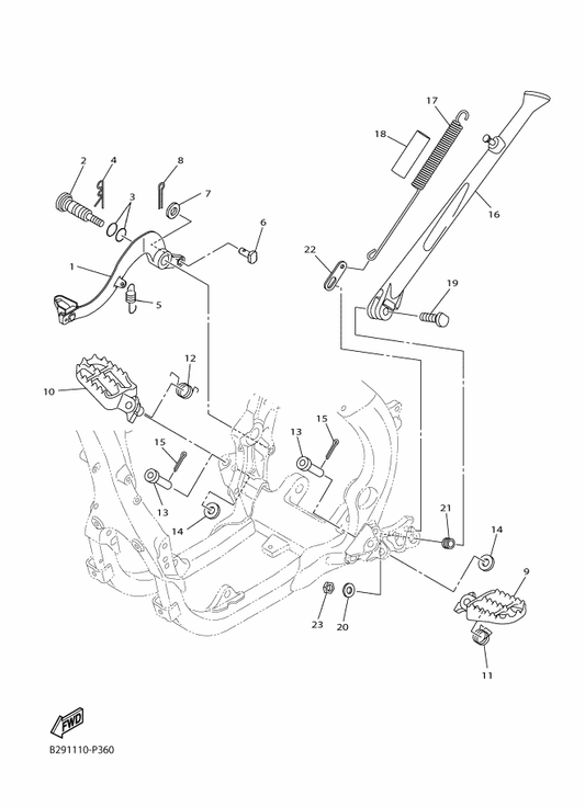 Yamaha 5UM-27311-E1 Stand, Side — shown on the Stand & Footrest parts diagram