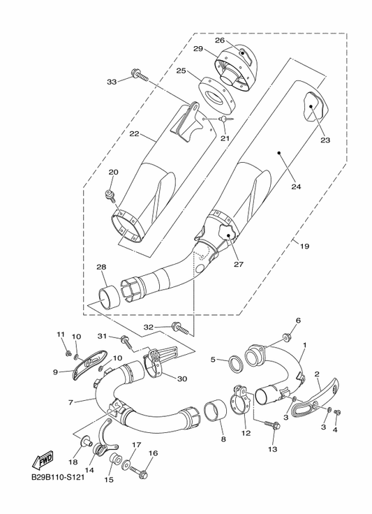 Yamaha 1SL-1477G-00 . Fiber 4 — shown on the Exhaust parts diagram