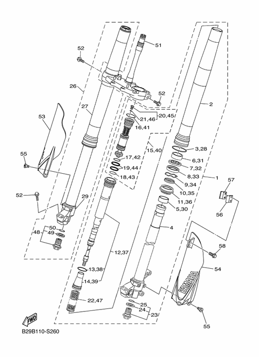 Yamaha B29-23120-00 . Inner Tube Comp.2 — shown on the Front Fork parts diagram