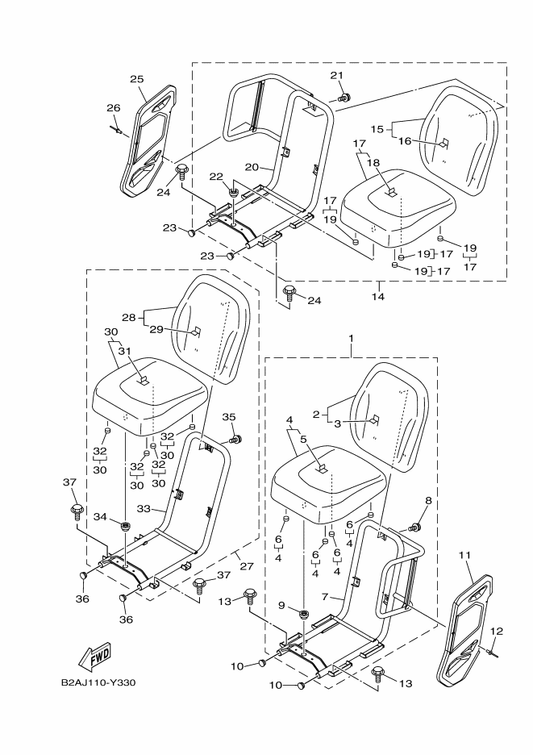 Yamaha 1XD-F4700-01 . Seat Assy — shown on the Seat parts diagram