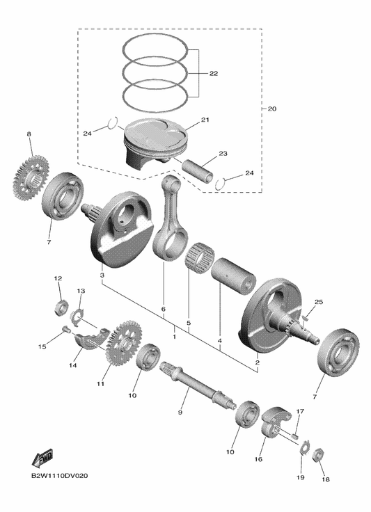 Yamaha 93306-30633 Bearing — shown on the Crankshaft & Piston parts diagram