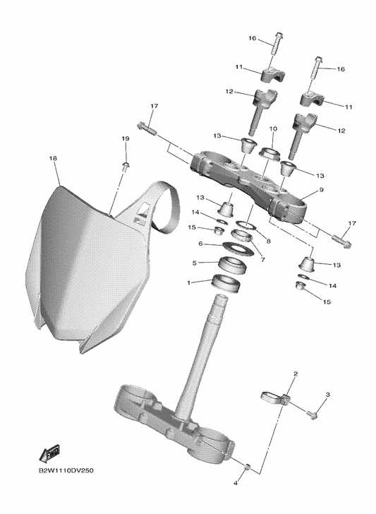 Yamaha BR9-23485-10 Plate, Number — shown on the Steering parts diagram