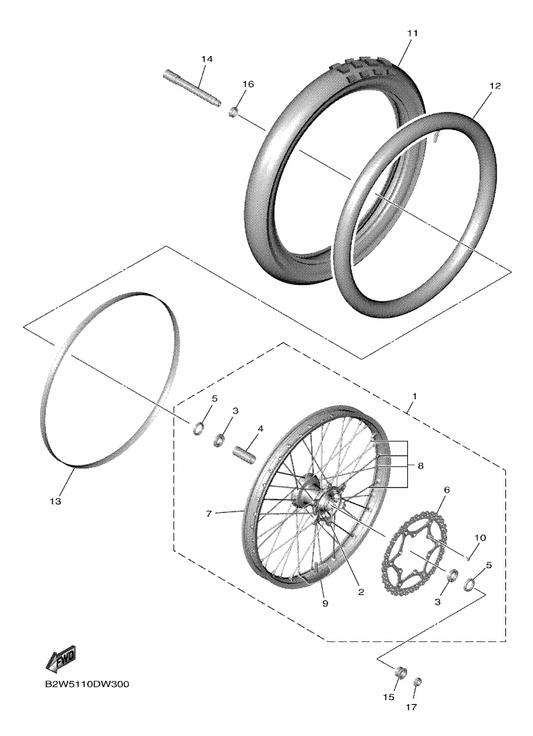 Yamaha 93306-97203 . Bearing — shown on the Front Wheel parts diagram