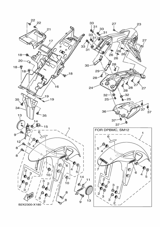 Yamaha BS7-XF151-00-PA Fender, Front — shown on the Fender parts diagram