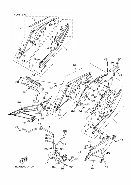 Yamaha 1WD-F1731-00-P1 Cover, Side 3 — shown on the Side Cover parts diagram