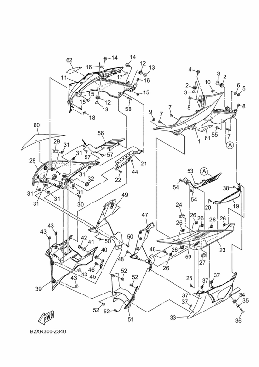 Yamaha BS7-F8415-00 Damper 1 — shown on the Cowling 1 parts diagram
