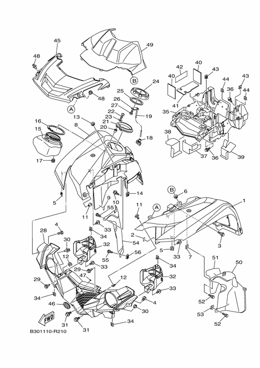 Yamaha B16-F839R-00 Panel, Accessory — shown on the Front Fender parts diagram