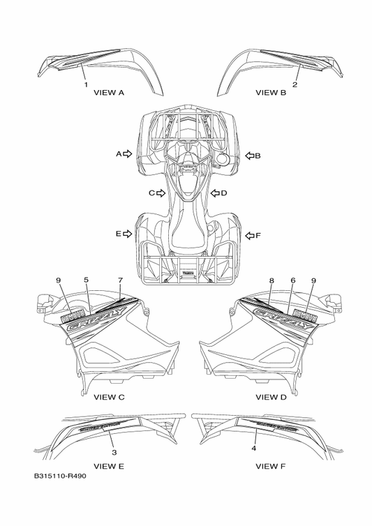 Yamaha B31-F1785-20 Emblem 5 — shown on the Graphics parts diagram