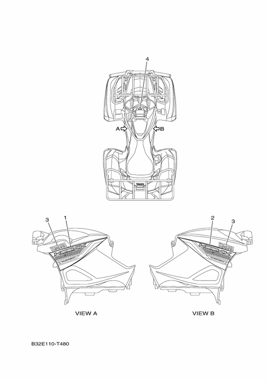 Yamaha B32-F1781-50 Emblem 1 — shown on the Graphics parts diagram