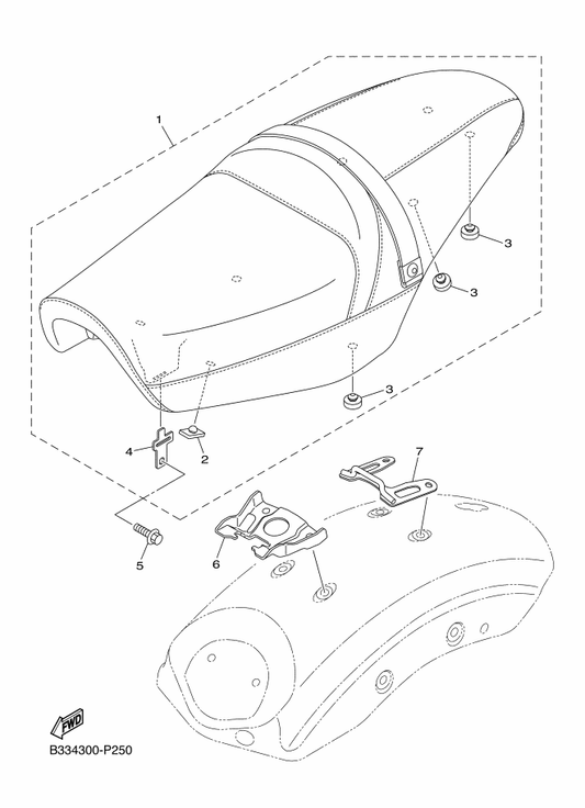 Yamaha B33-2475H-00 Bracket, Seat Lever 1 — shown on the Seat parts diagram