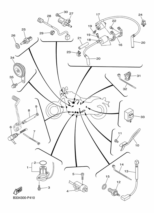 Yamaha B33-82509-00 Wire, Sub Lead — shown on the Electrical 1 parts diagram