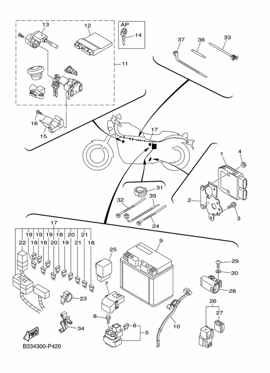 Yamaha B33-82590-10 Wire Harness Assy — shown on the Electrical 2 parts diagram