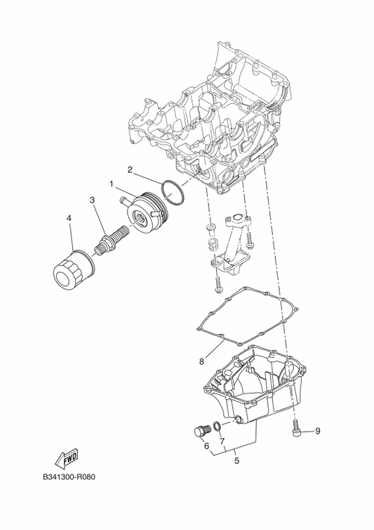 Yamaha BU3-E3400-01 Strainer Cover Assy — shown on the Oil Cleaner parts diagram