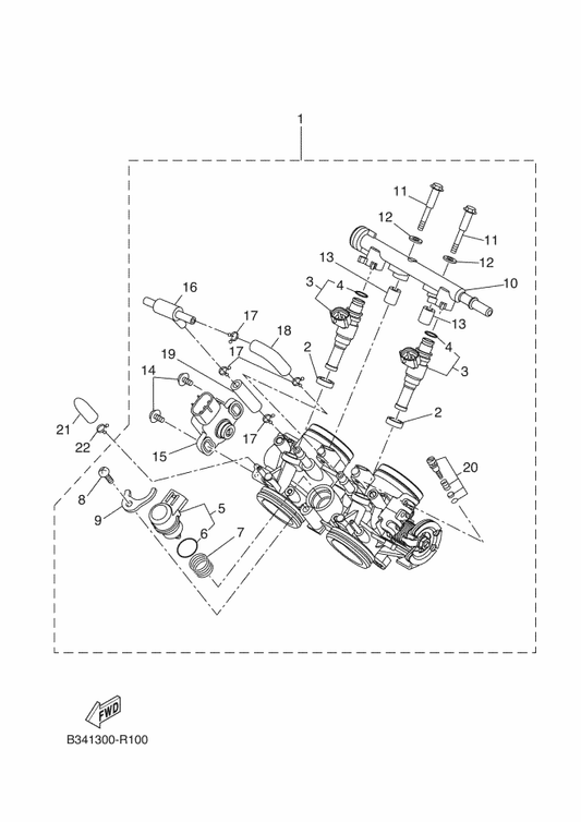 Yamaha 1WS-14465-00 . Pipe — shown on the Intake 2 parts diagram