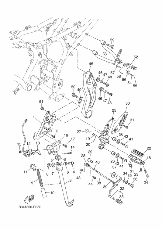 Yamaha 5WX-F7431-01 Footrest, Rear 1 — shown on the Stand & Footrest parts diagram