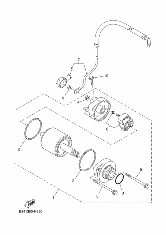 Yamaha BW3-81815-00 Cord, Starter Motor — shown on the Starting Motor parts diagram