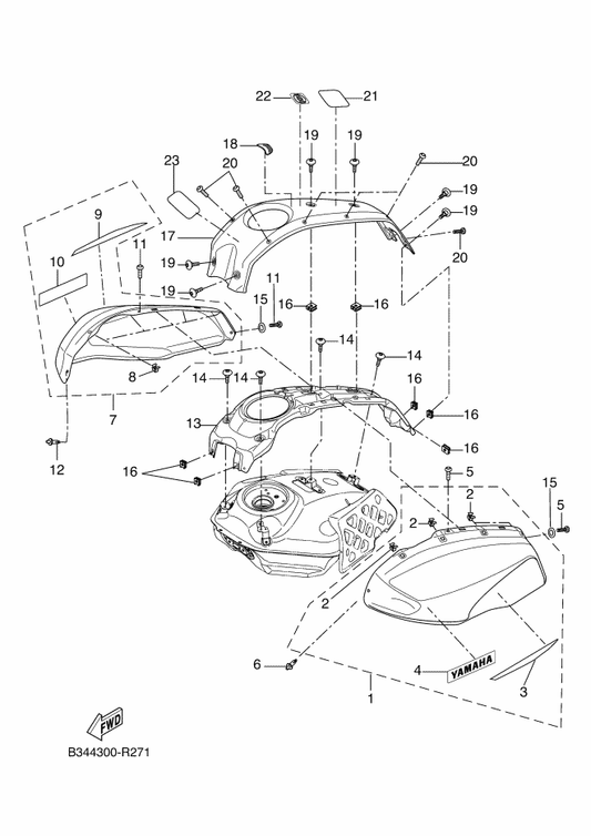 Yamaha B34-F4245-00 . Graphic, Fuel Tank 2 — shown on the Fuel Tank 2 parts diagram
