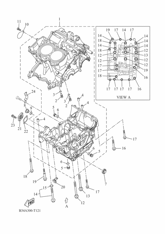Yamaha 1WS-15100-08 Crankcase Assy — shown on the Crankcase parts diagram