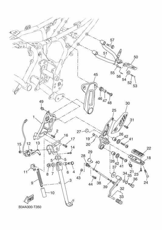 Yamaha BJV-F7431-00 Footrest, Rear 1 — shown on the Stand & Footrest parts diagram