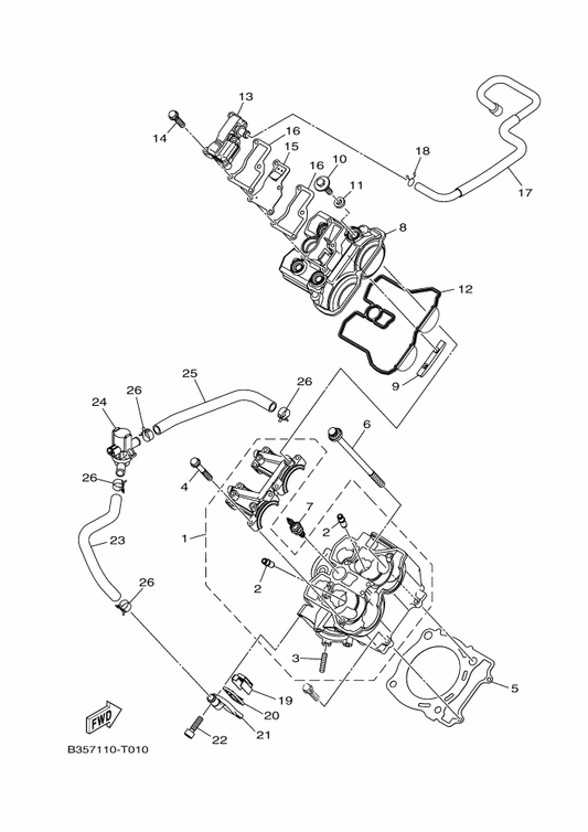 Yamaha 2MB-E1102-00 Cylinder Head Assy — shown on the Cylinder Head parts diagram