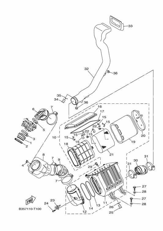 Yamaha 2MB-E4476-00 Seal — shown on the Intake parts diagram