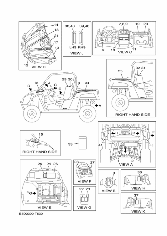 Yamaha B3D-F1789-00 Graphic — shown on the Emblem & Label 1 parts diagram