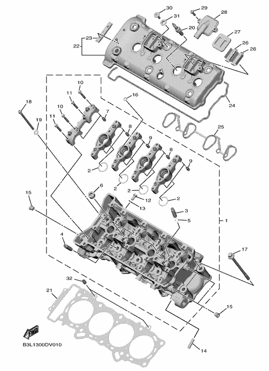 Yamaha B3L-W1101-08 Cylinder Head Assy — shown on the Cylinder Head parts diagram