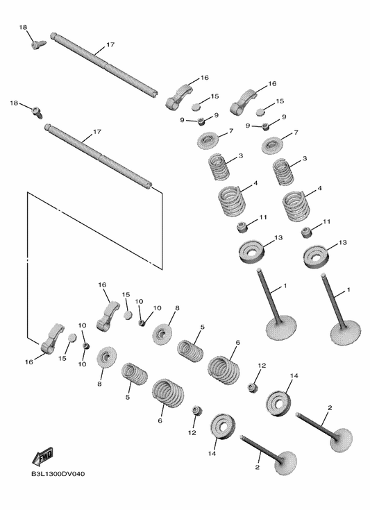 Yamaha B3L-12151-00 Arm, Valve Rocker — shown on the Valve parts diagram